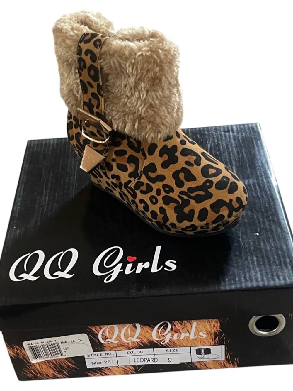 Cozy Wild & Cute – QQ Girls Leopard Faux Fur Wedge Boot 9 (Toddler/Little Kid)